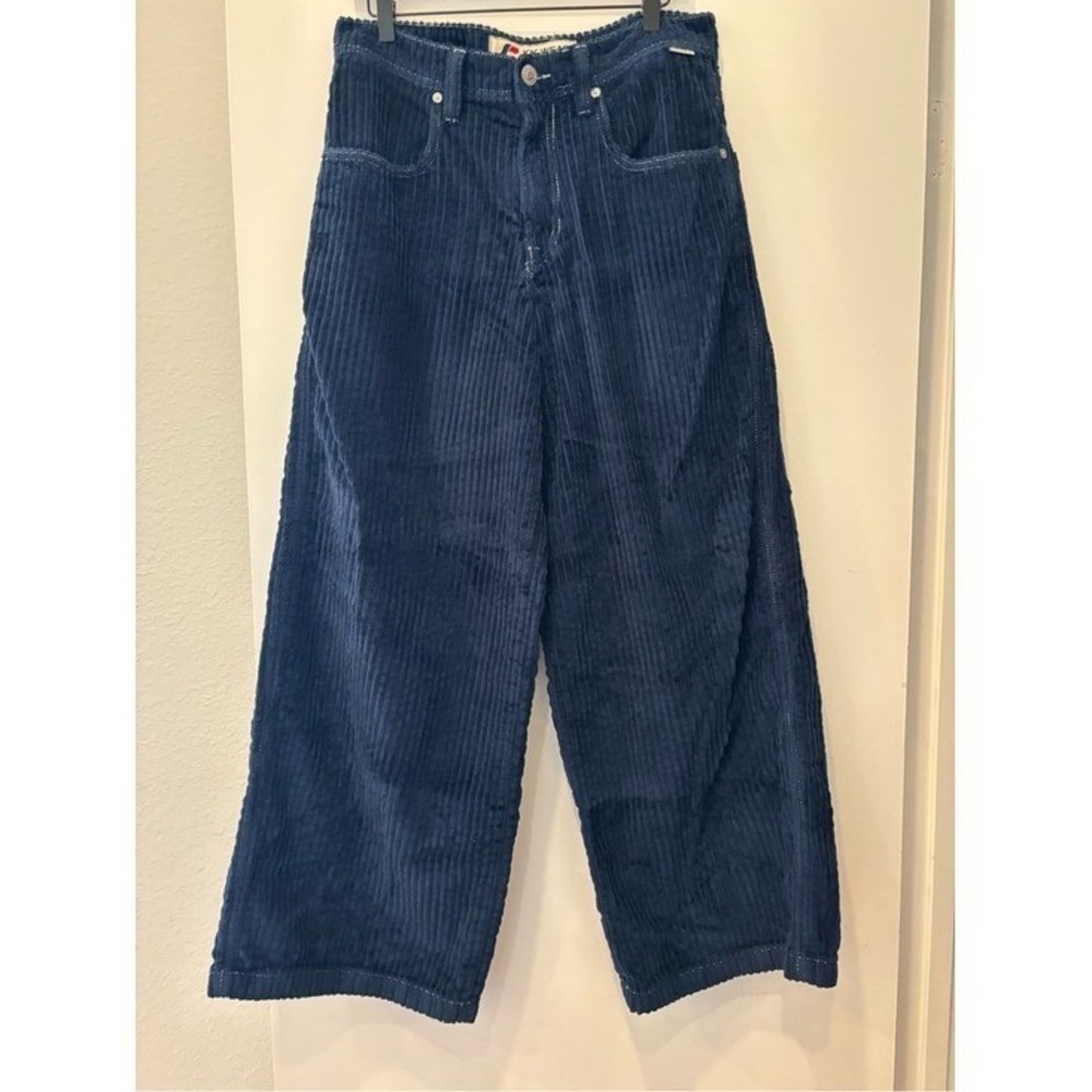 MINT Vintage Kikwear Navy Corduroy Pants 32x32 Baggy Y2K Skater Rave Cyber 90s